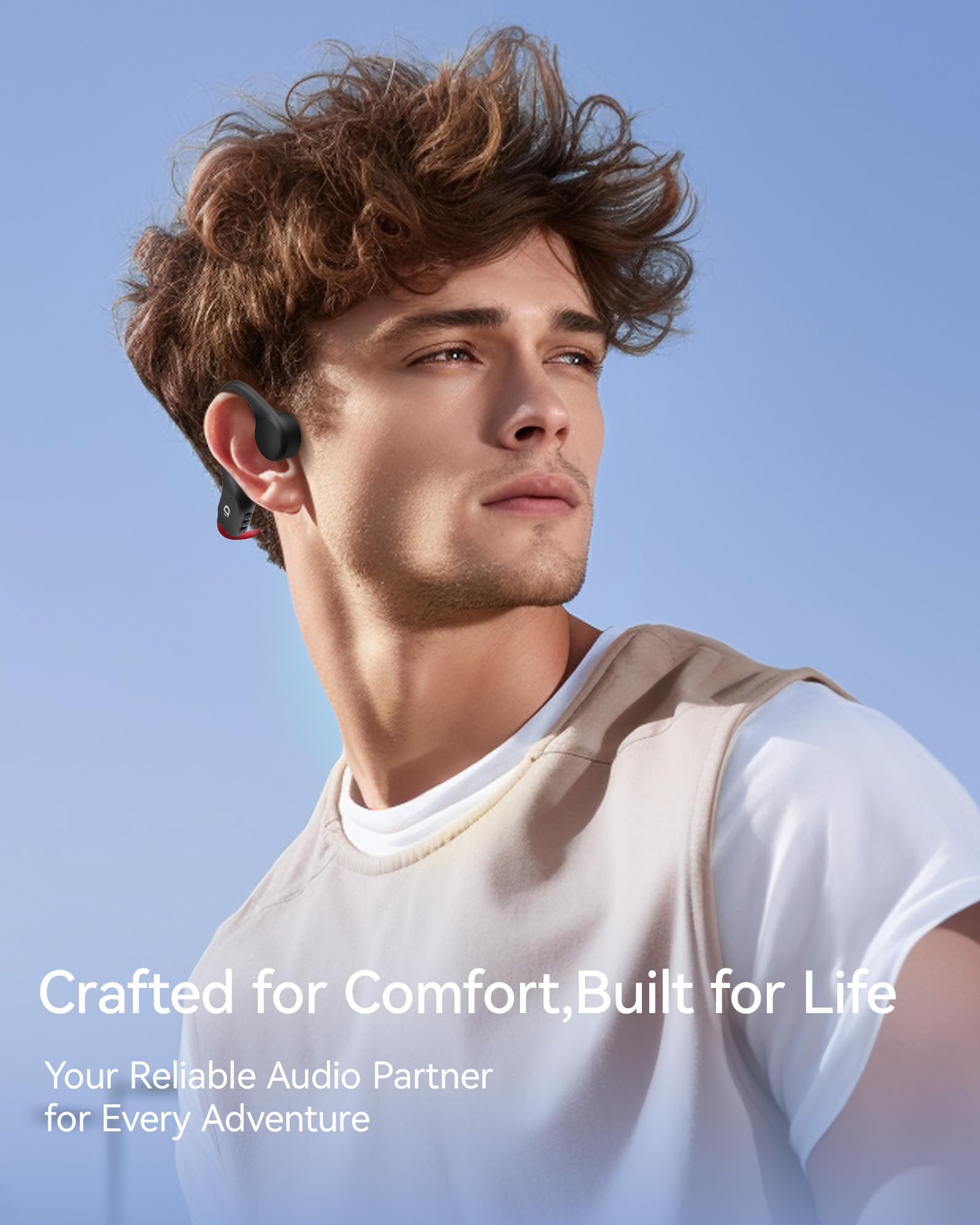 Open Ear Sport Headphones - Wireless Bone Conduction Earphones with Powerful Bass, 10H Playtime, Multipoint Connection & Quick Charge | Built-in 32GB MP3 Player | Perfect for Running, Cycling & Gym Workouts