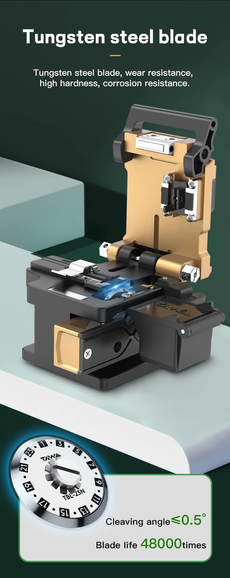 High Precision TAWAA FC-30 Fiber Optic Cleaver with 24 Surface Blade - Professional Splicing Tool for 48,000 Fiber Cleaves - Ideal for Telecom Installations & Network Maintenance