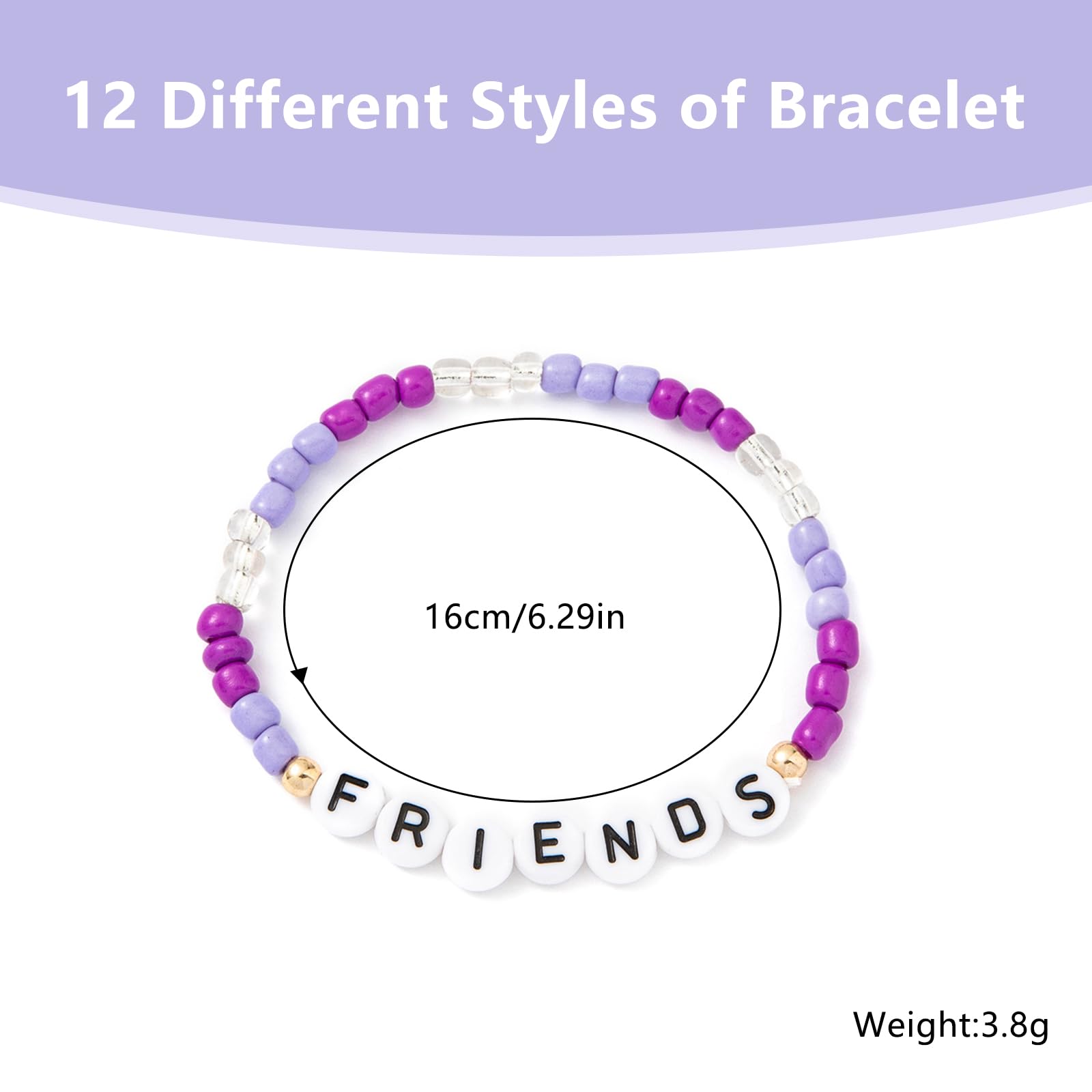 12Pcs Beaded Friendship Bracelets Set for Women, Girls, Teens - Graduation Gifts, Best Friend Bracelets for Birthday Party Favors & Everyday Wear