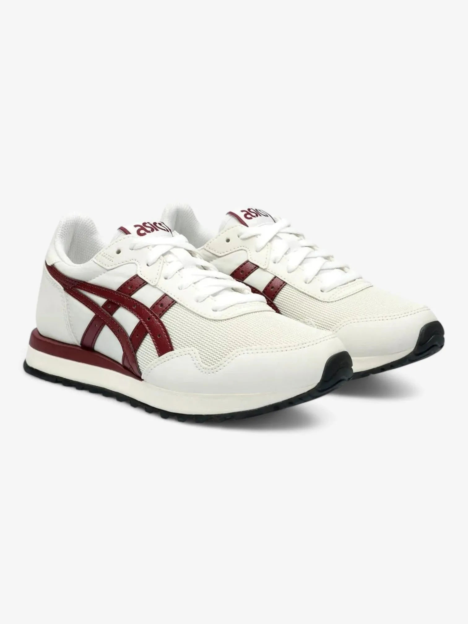 ASICS Tiger Runner II Sneakers - Cream & Burgundy Colorway | Lightweight Running Shoes for Men & Women | Perfect for Jogging, Gym Workouts & Casual Wear