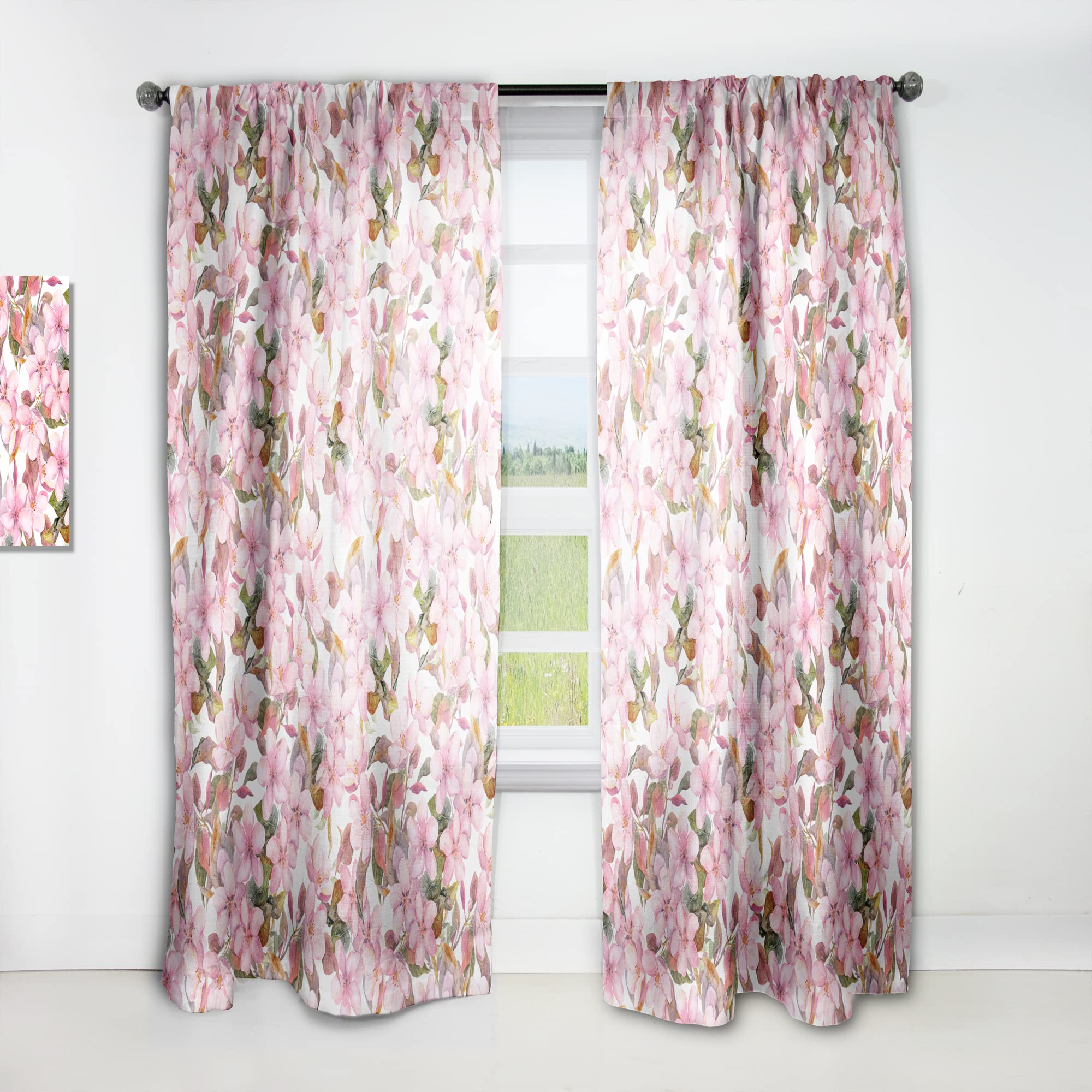 DesignQ Pink Blossoming Tropical Flowers Thermal Insulated Curtains - Single Panel 52x120 Inches - Elegant Window Treatments for Bedroom & Living Room | Perfect for Home Decor, Privacy & Temperature Control