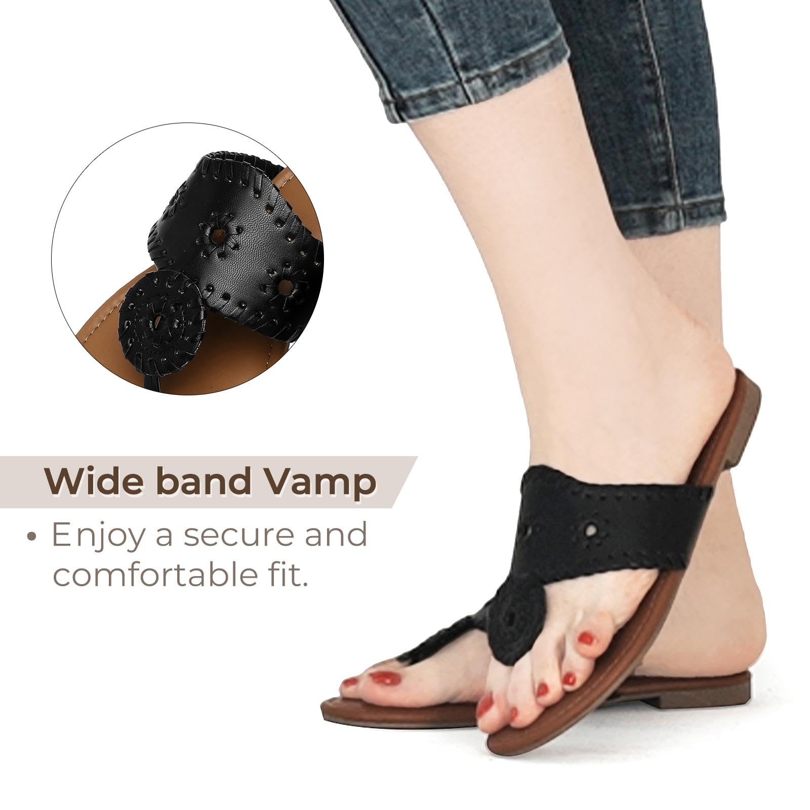 Katliu Women's Flat Sandals - Comfortable Flip Flop Sandals for Beach, Pool & Summer Outfits | Dressy Thong Sandals for Casual Wear & Vacation