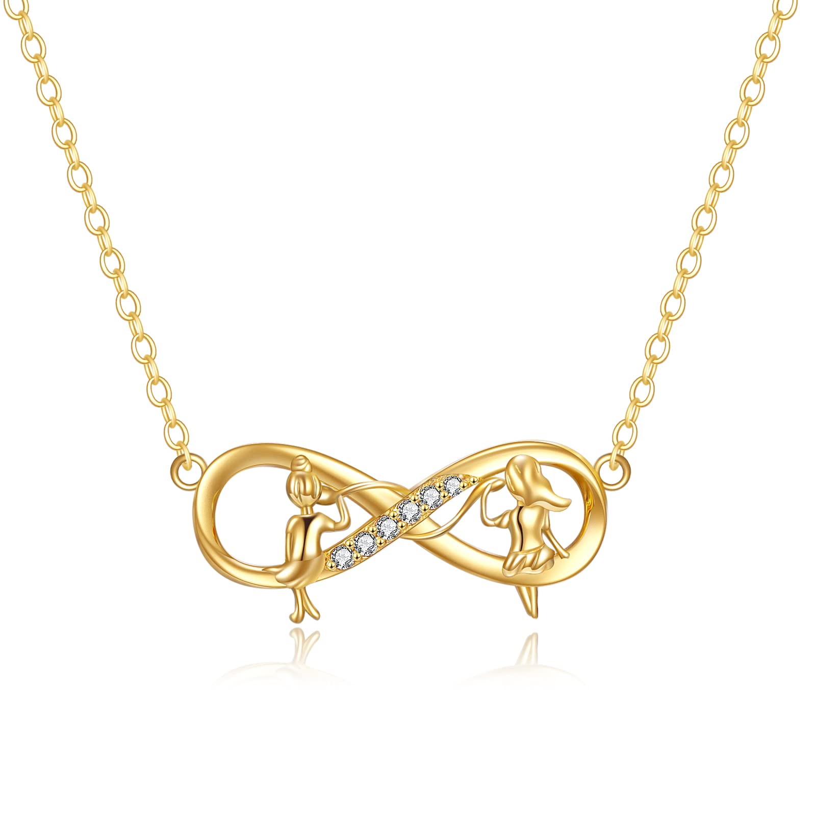 14K Real Gold Sister Necklace for Women - Heart Pendant Jewelry Gift for Mom, Sister & Best Friend - Perfect for Mother's Day, Birthday & Anniversary - Elegant Layering Necklace for Everyday Wear