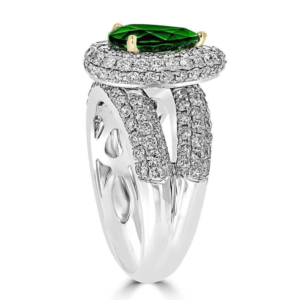 18KT White Gold Chrome Tourmaline and Diamond Ring for Women | Elegant Jewelry for Weddings, Anniversaries & Special Occasions