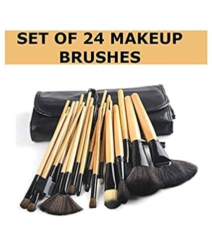 KAYI PROFESSIONAL 24-Piece Vegan Makeup Brush Set - Foundation, Powder & Blush Brushes with Synthetic Bristles & Leather Case (Great for Professional Makeup Artists & Beginners) - Perfect for Daily Makeup, Contouring & Special Occasions
