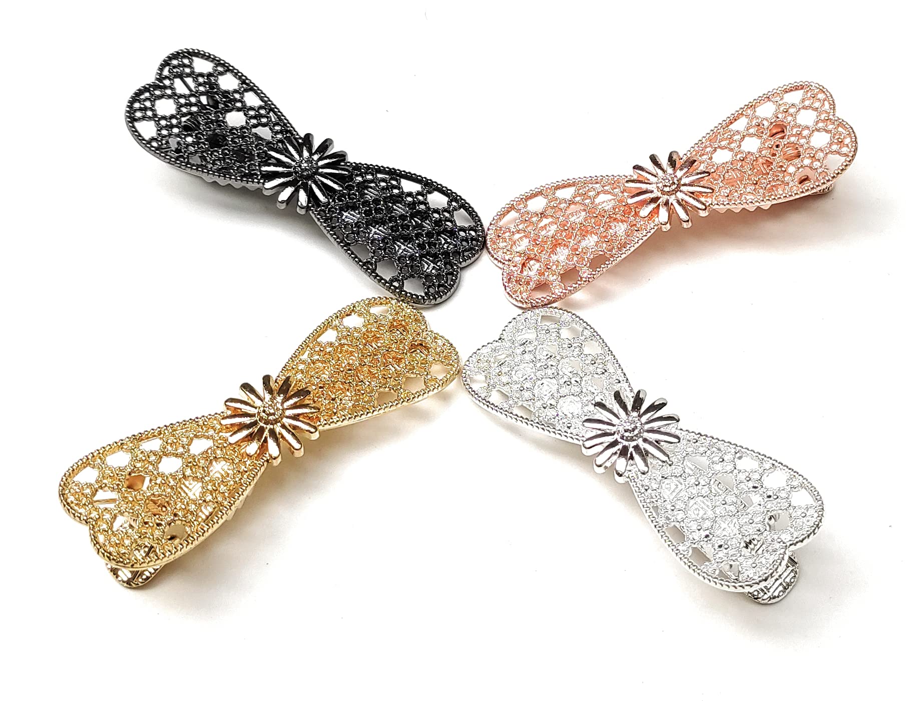 MOOLYAVAAN Handmade Pearl Hair Pins Set of 4 - Elegant Hair Clips, Barrettes & Hair Ties for Women & Girls - Fashion Hair Accessories for Parties, Weddings & Special Occasions (Multicolor)