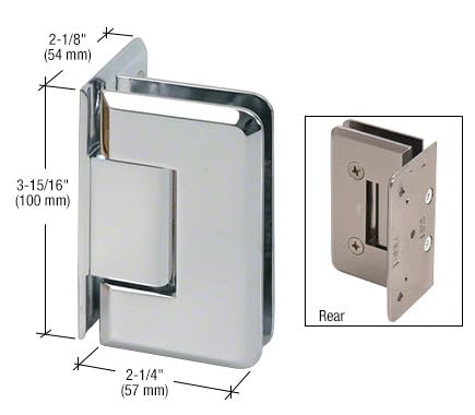CRL 544 Series 5176 Chrome Cologne Pre-Set Wall Mount Offset Back Plate Hinge - Heavy Duty Cabinet & Door Hardware for Bathroom, Kitchen & Closet Installation