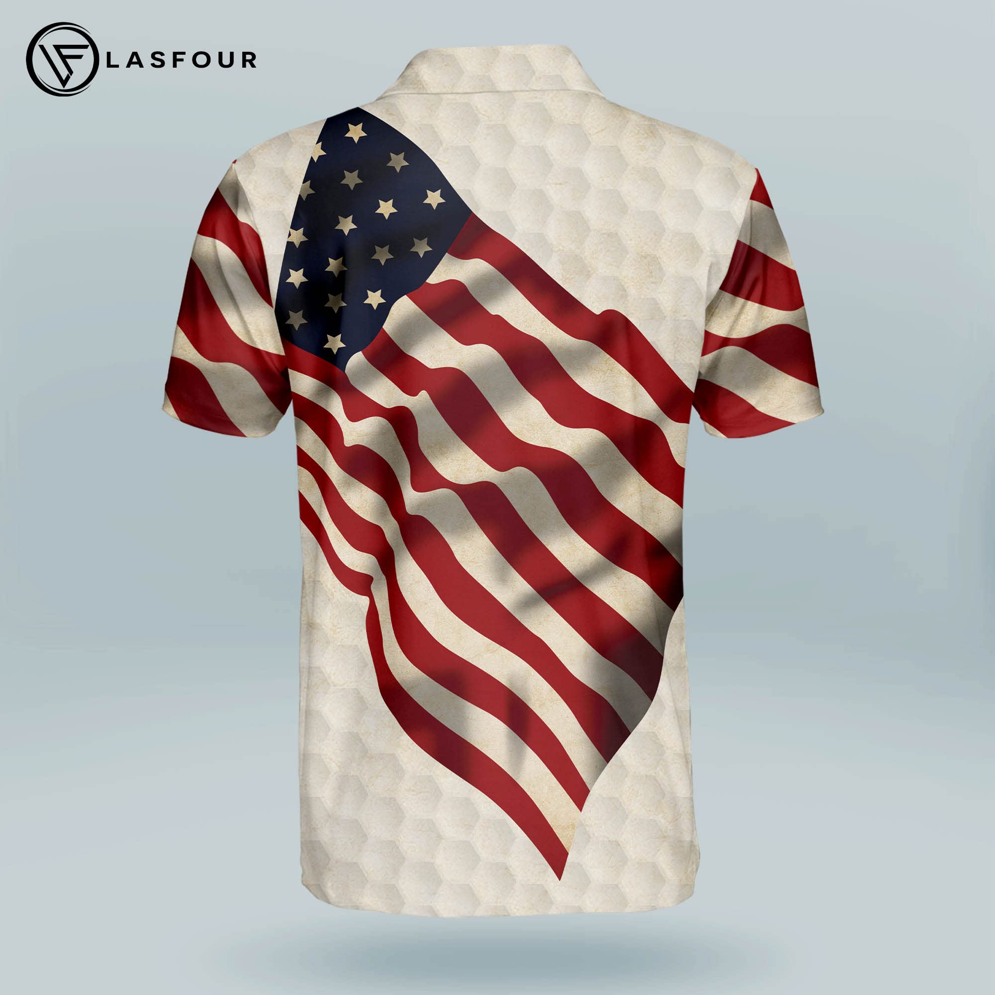 **LASFOUR Patriotic Golf Polo Shirts for Men - Short Sleeve American Flag Design - Perfect for Dad & Grandpa - Ideal for Golf, BBQ, and 4th of July Celebrations**