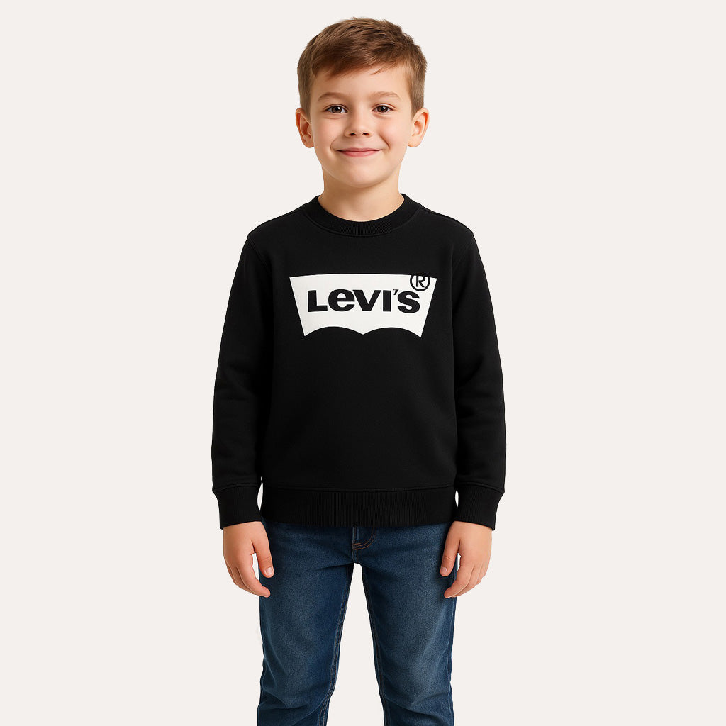 Levi's Youth Batwing Logo Crewneck Sweatshirt for Boys & Girls | Soft Cotton Pullover Hoodie | Casual School Wear & Weekend Outfits
