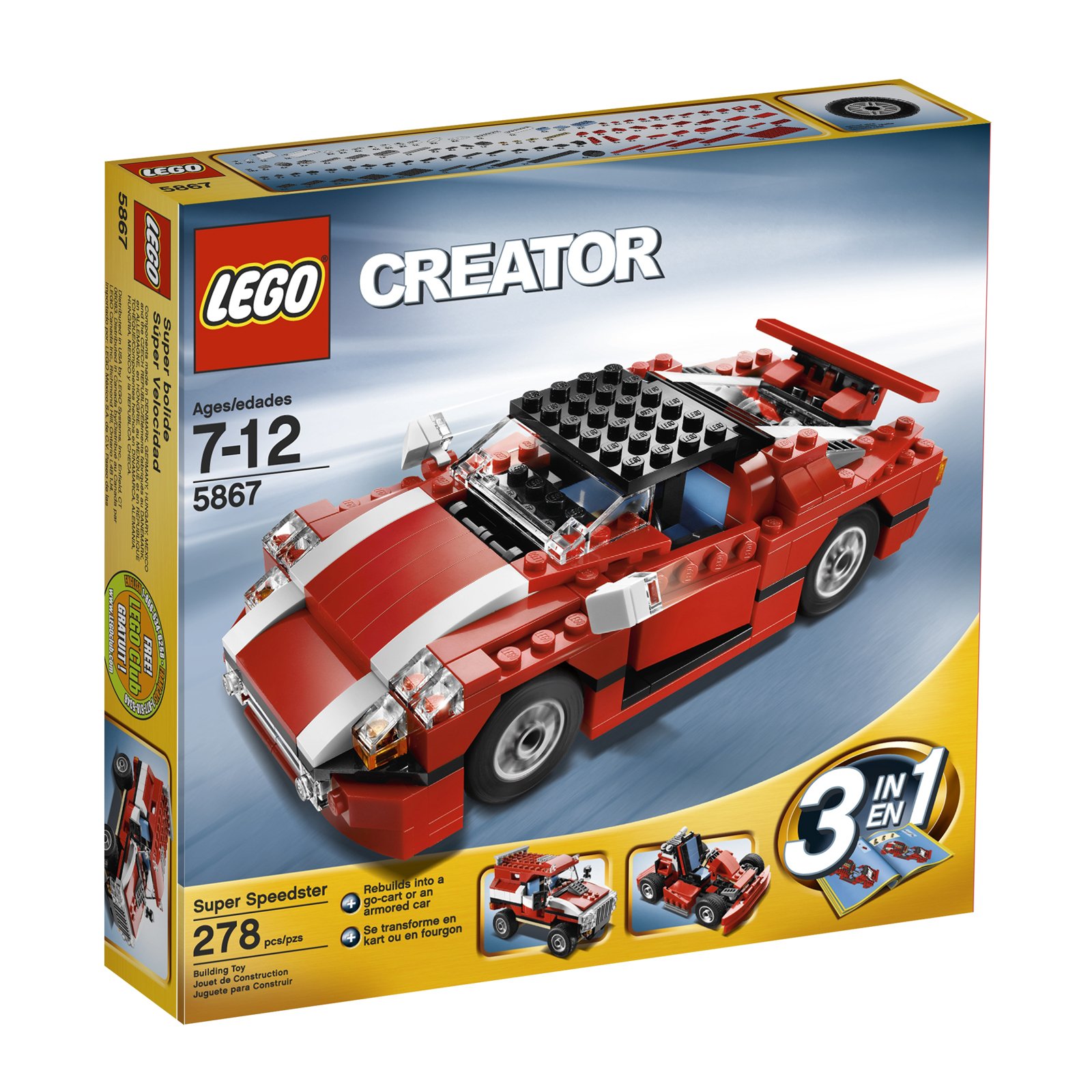 LEGO Creator Red Sports Car Building Kit (5867) – Fun Toy for Kids & Collectors, Perfect for Creative Play & Gift Giving