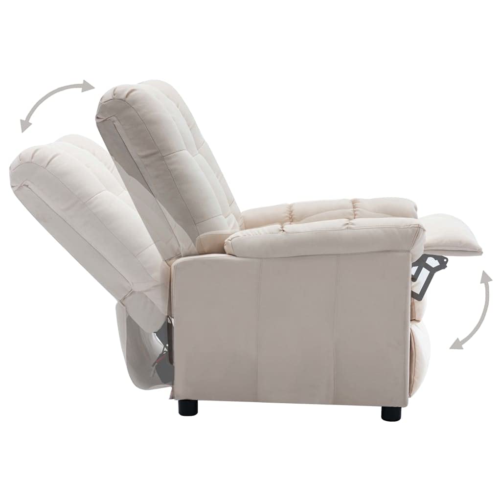 Comfortable Recliner Chair for Living Room - Adjustable Home Theater Seating, Single Recliner Sofa with Padded Seat & Push Back Design - Cream Fabric Armchair for Relaxing, Watching TV & Napping