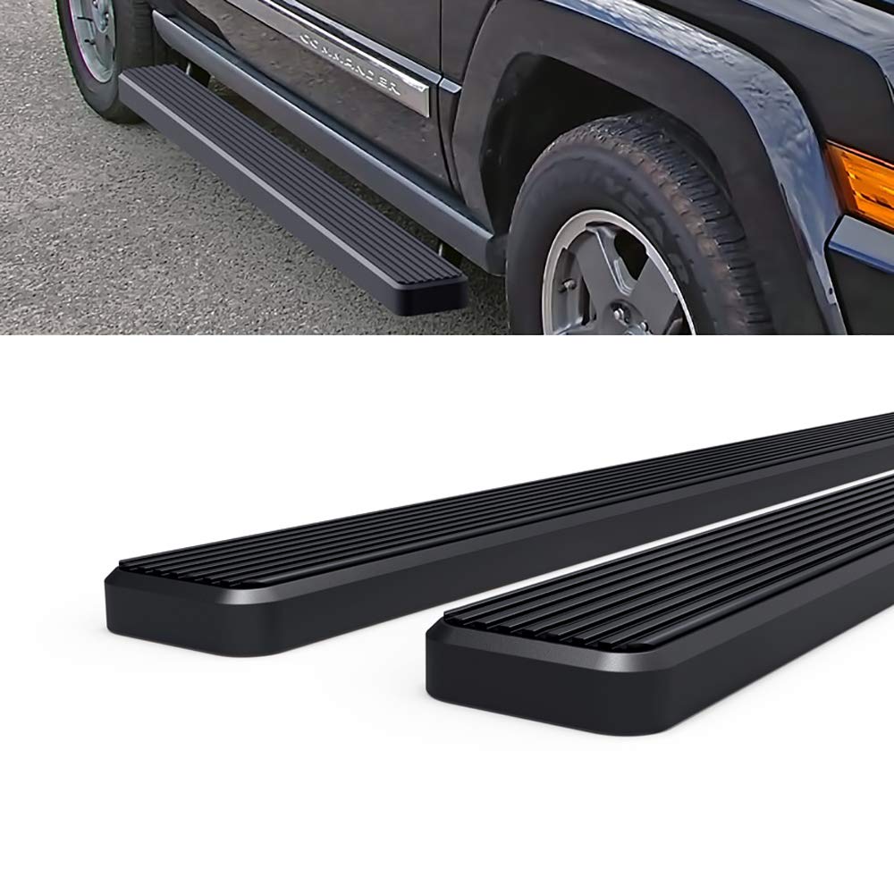 5 Inch Matte Black APS Running Boards for 2005-2010 Jeep Grand Cherokee & Commander (Excludes SRT/Trail Hawk) - Durable Nerf Bars Side Steps for Off-Road Protection & Easy Entry