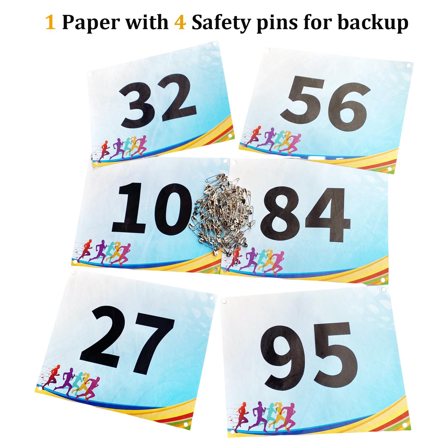 Tyvek Race Bibs - Durable Running Numbers with Bib Tape (No Pins Needed) for Marathon, Track, Sports Events - Perfect for Runners, Tryouts & Auditions