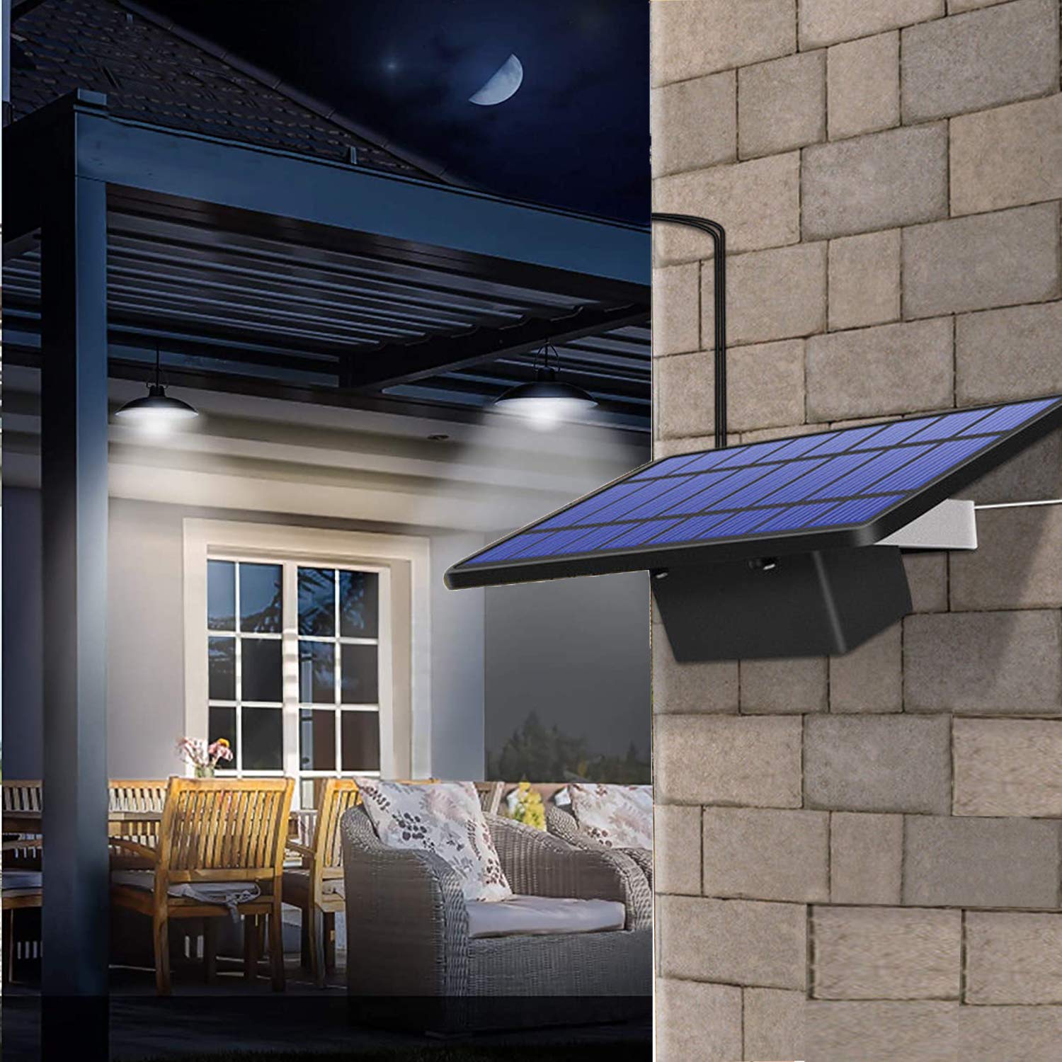 Upgraded Solar Pendant Lights with Dual Bulbs - IP65 Waterproof Outdoor Lighting with Remote Control & Auto Dusk to Dawn Sensor - Perfect for Sheds, Barns, Chicken Coops, Stables, Pig Pens, Tents & Patio Decor - Energy Efficient Solar Powered Lights for Garden, Yard & Farm Use