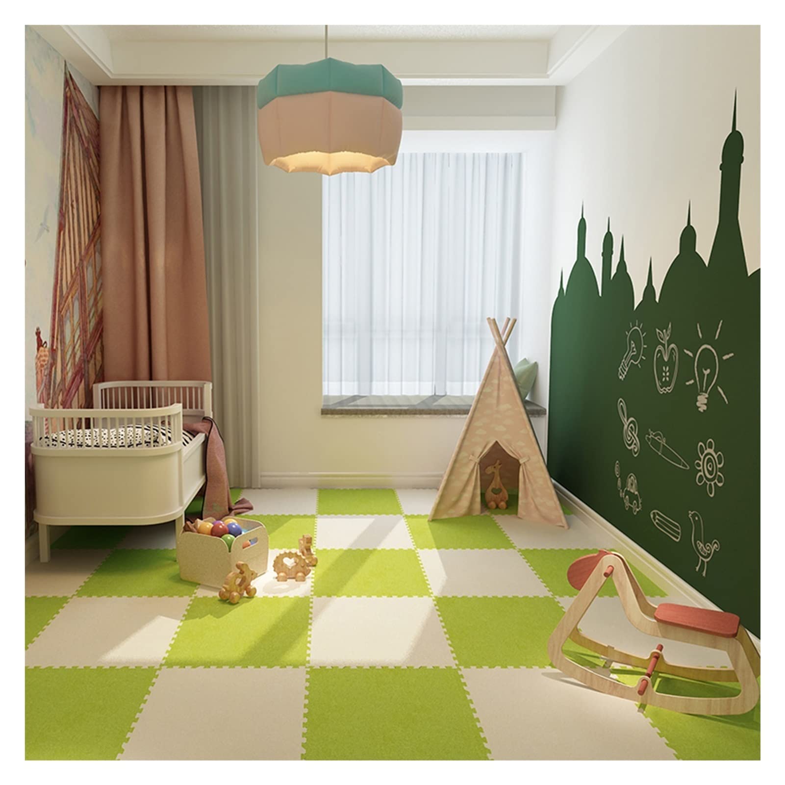 Interlocking Foam Mats for Kids Playroom - Soft Fluffy Carpet Tiles, Plush Area Rug, Colorful Puzzle Floor Mat for Nursery, Daycare & Home Gym (9-Piece Set, 60x60x1.0cm) - Non-Slip Playmat for Toddlers & Infants