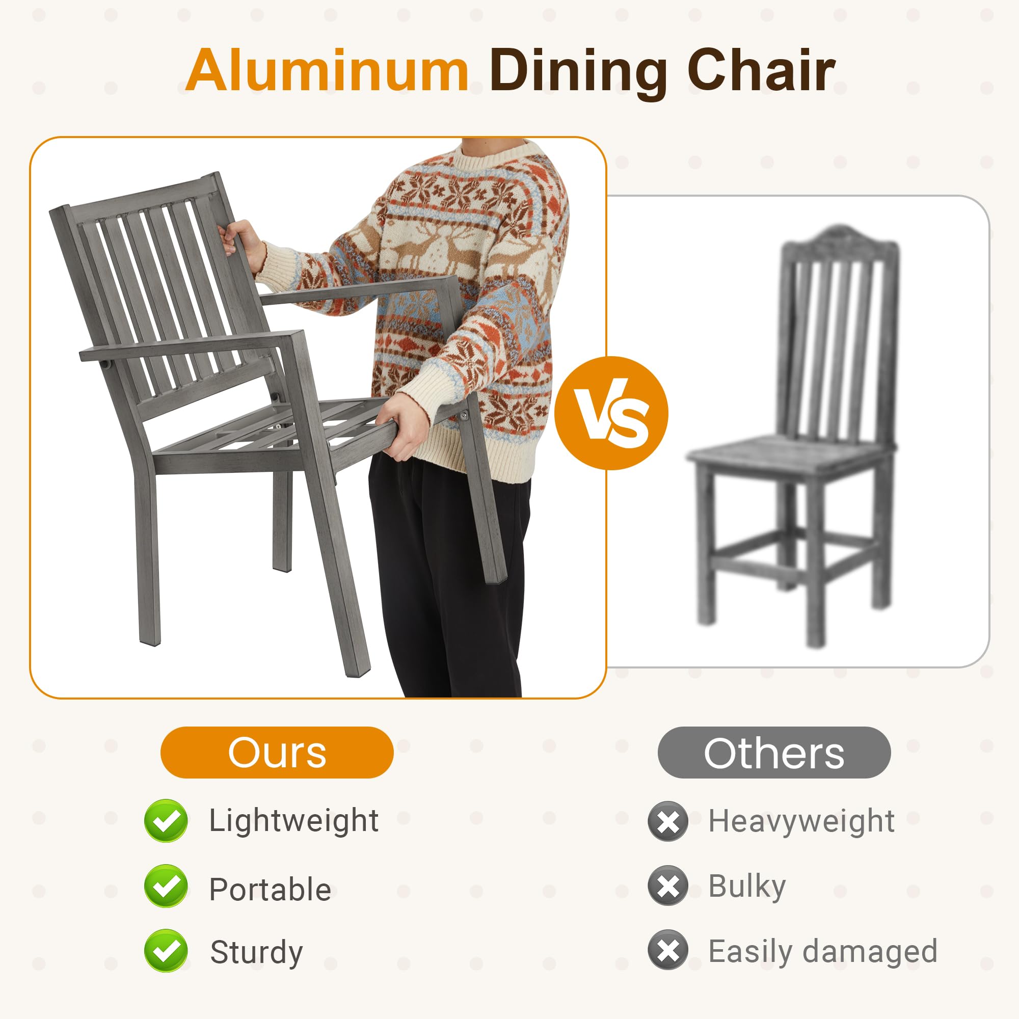 RoyalCraft 7-Piece Aluminum Outdoor Dining Set with Removable Cushions - Patio Table & 6 Chairs for Garden, Backyard, Lawn - Perfect for BBQs, Family Gatherings & Outdoor Entertaining (Gray)