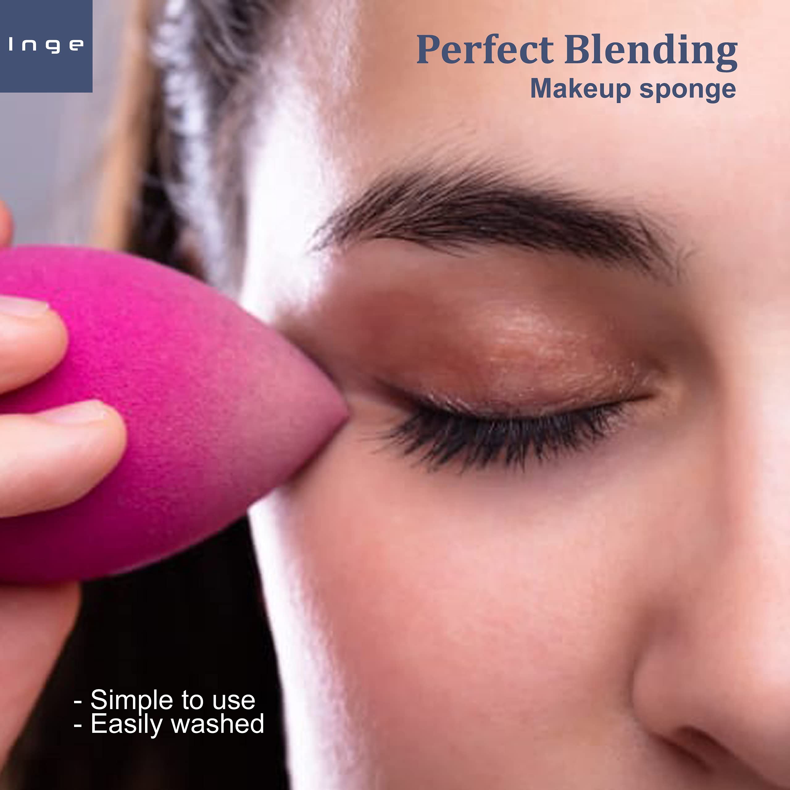2 Pack Inge Makeup Sponge Blender - Long Lasting Foundation & Concealer Beauty Sponge for Flawless Blending | Perfect for Liquid, Cream & Powder Makeup Application
