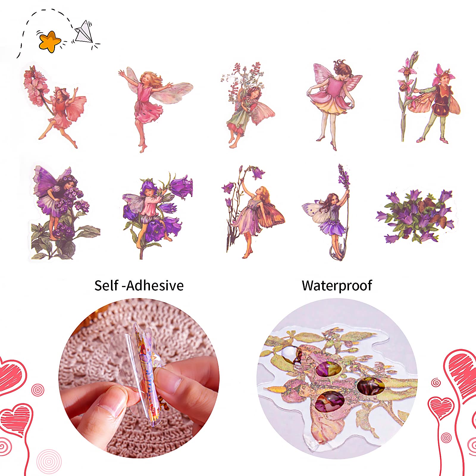 90 Pieces Fairy Stickers for Scrapbook, DIY Crafts - Transparent Flower Fairy Patches for Scrapbooking, Hand Ledger, Phone Case, Laptop & Diary Decoration (Sunburst & Twilight) - Perfect for Journaling, Bullet Journals, and Gift Wrapping