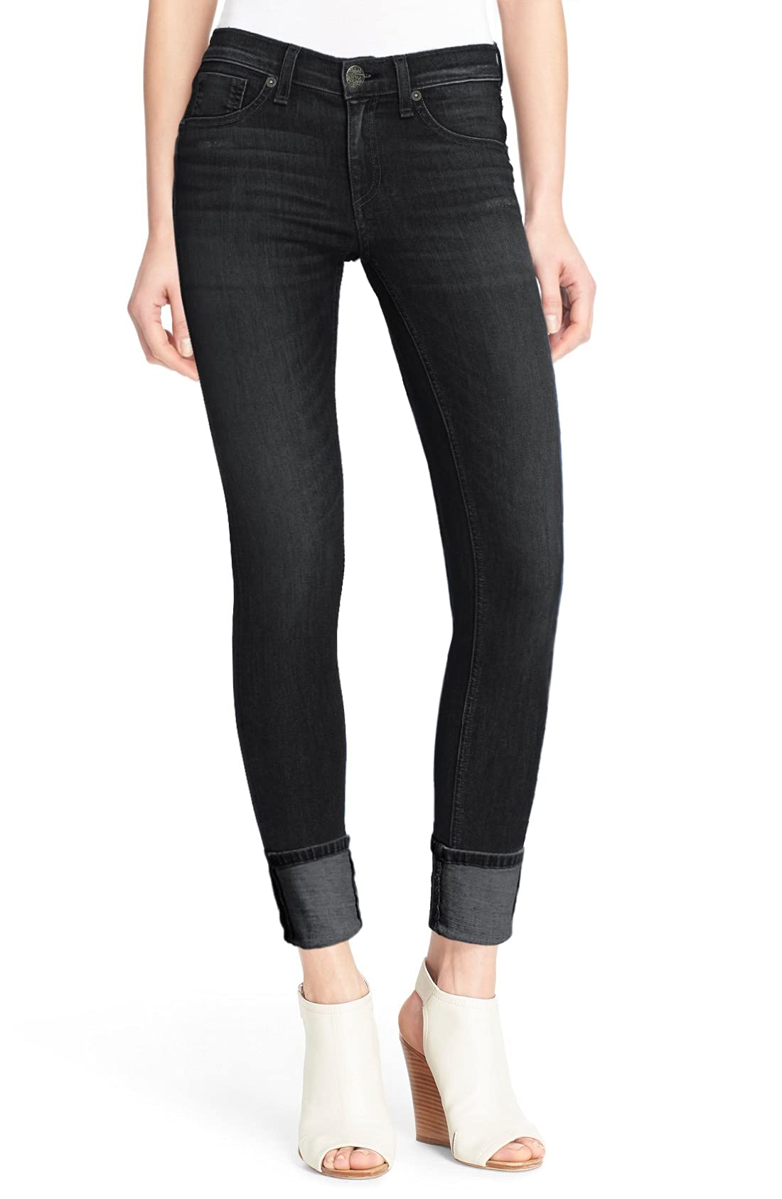 Hybrid & Company Women's Super Stretchy Deep Wide Cuff Capri Denim Jeans - Comfortable Casual Pants for Work, Travel & Everyday Wear