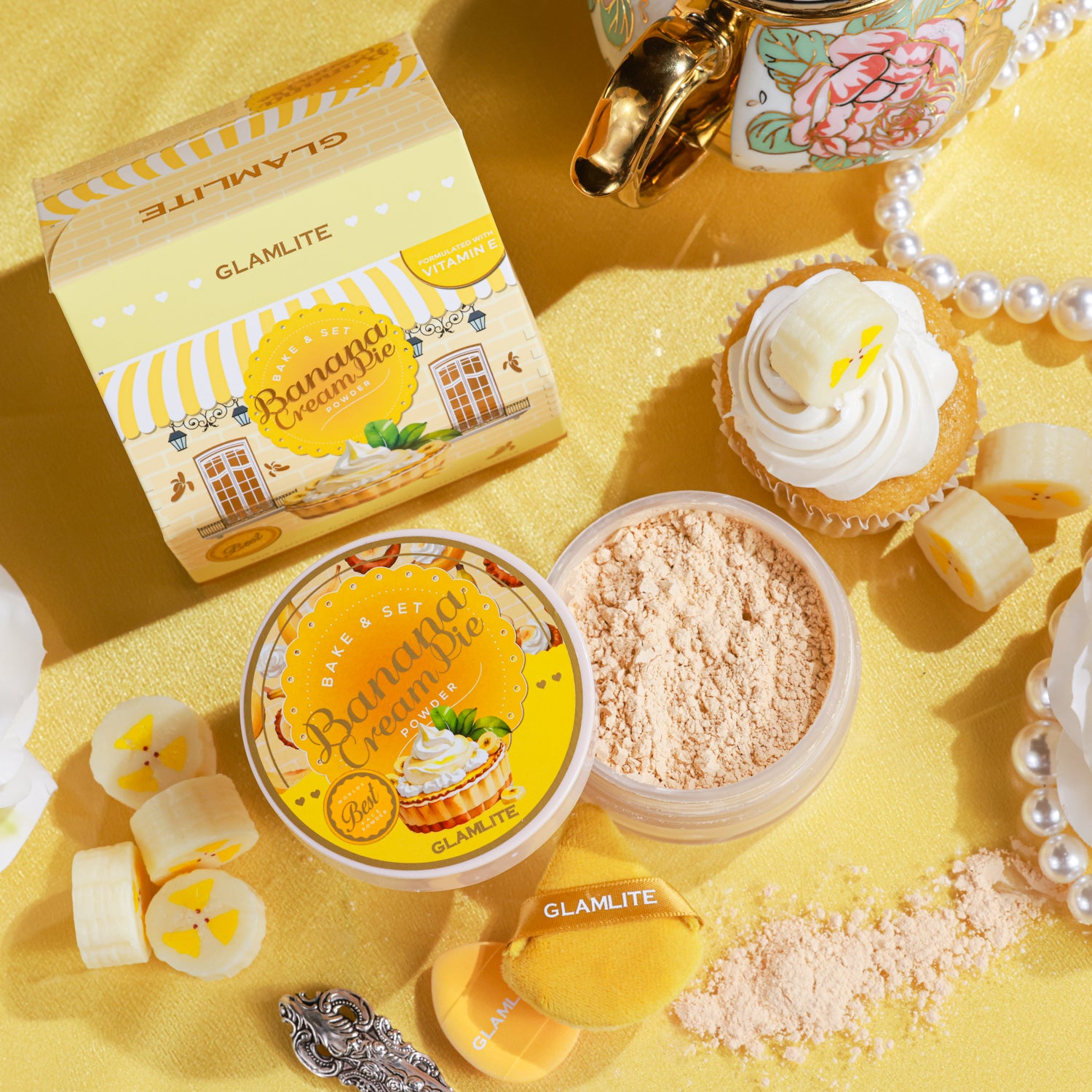 Banana Cream Pie Bake & Set Powder - Long-Lasting Matte Finish for Flawless Baking & Setting - Perfect for Makeup Artists, Bridal & Everyday Use