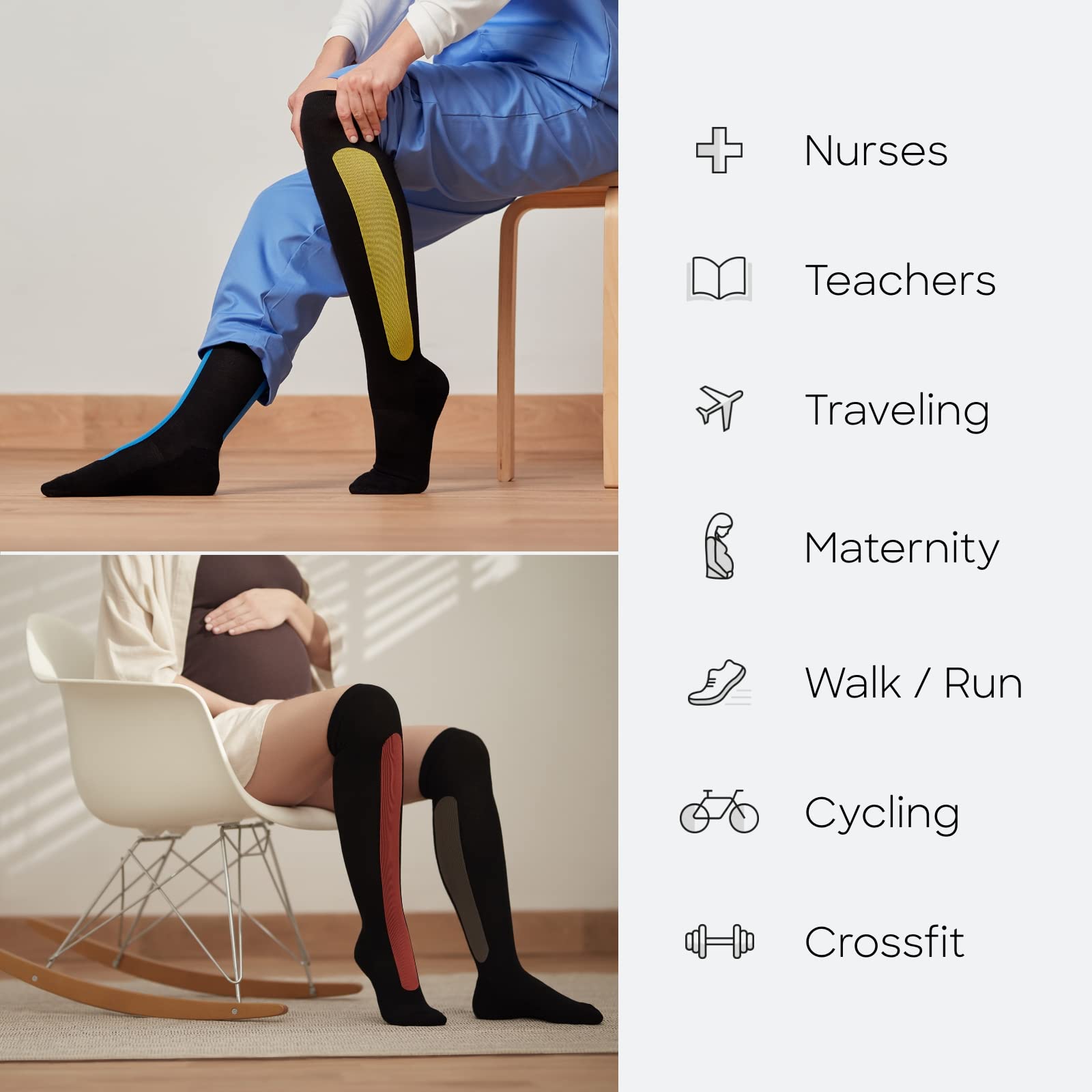 Ostrichpillow Compression Socks for Nurses & Healthcare Workers - Medical Grade Circulation Socks for Women & Men - Improve Blood Flow, Reduce Swelling & Fatigue - Perfect for Long Shifts, Travel & Recovery