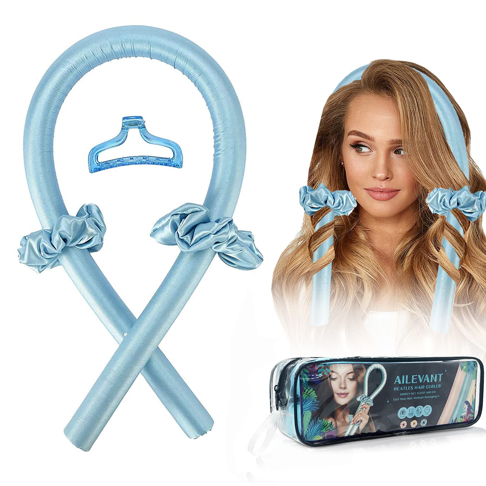 Ailevant Heatless Curling Rod Headband - No Heat Hair Curler for Long Hair, Natural Waves & Overnight Curls | Soft Hair Ribbon for Sleeping, Heat-Free Styling Kit for Women & Girls | Perfect for Home, Travel, Special Occasions & Everyday Styling | Gentle Hair Care Solution for Damaged Hair | Great for Weddings, Parties & Date Nights