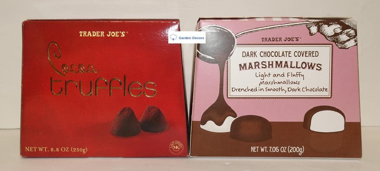 Trader Joe’s Premium Cocoa Truffles & Dark Chocolate Covered Marshmallows - 2 Pack Gourmet Chocolate Gift Box | Perfect for Holidays, Parties & Sweet Treats