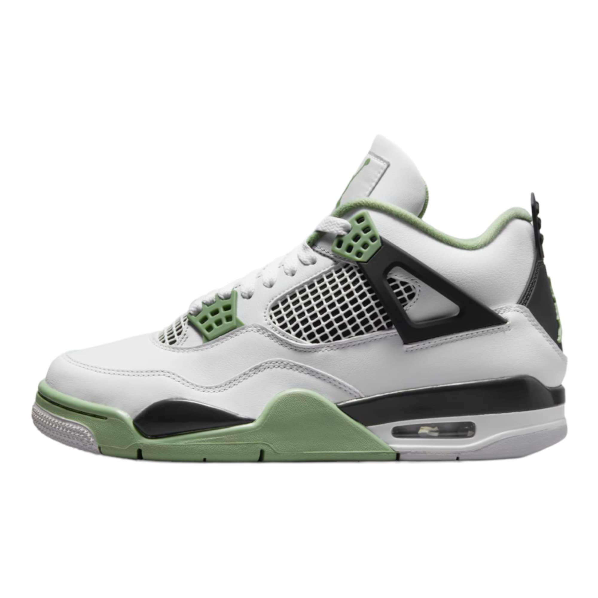 Jordan Air 4 Retro Women's Sneakers - White/Oil Green-Dark Ash (AQ9129-103) Size 10 | Basketball Shoes for Women, Casual Streetwear & Gym Workout Fashion