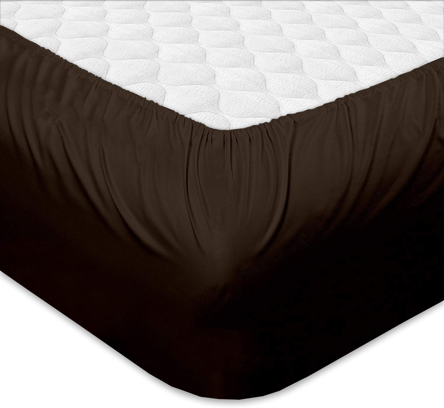 Premium 4-Piece Full Size Bed Sheet Set - 100% Long-Staple Cotton Blend, Chocolate Brown, Soft Sateen Weave with 15-Inch Deep Pocket for Ultimate Comfort - Perfect for Master Bedroom, Guest Room & Dormitory