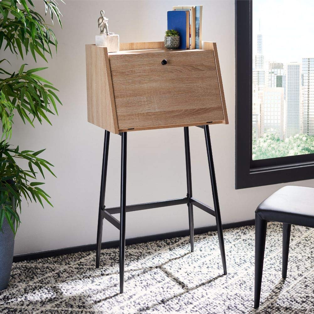Safavieh Xander Modern Home Office Desk - Natural & Black Storage Secretary Desk for Small Spaces, Writing & Workspaces - Perfect for Home, Office & Study Rooms