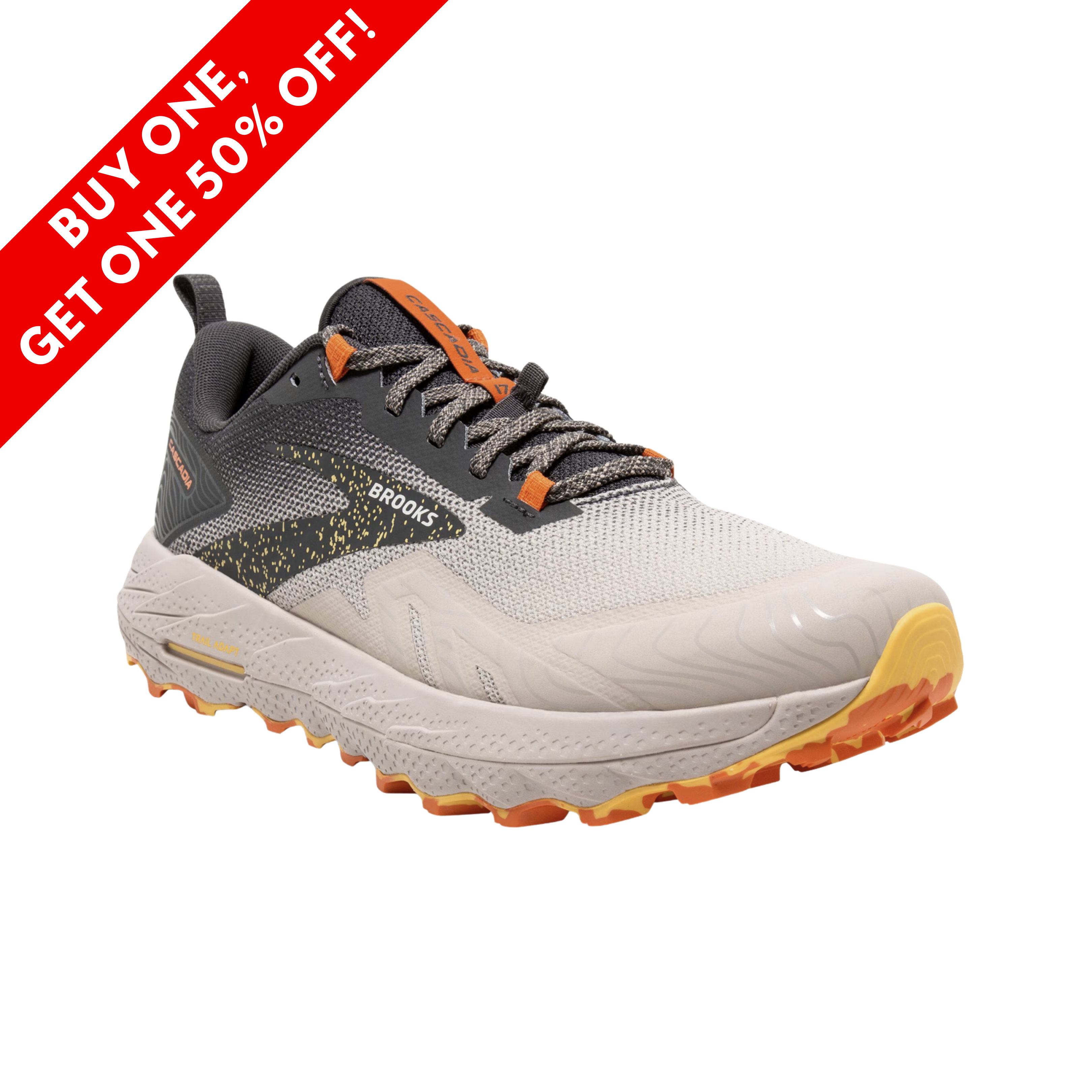 Men's Brooks Cascadia 17 Trail Running Shoes - Chateau Grey/Forged Iron (D Width) for Hiking, Backpacking & Outdoor Adventures