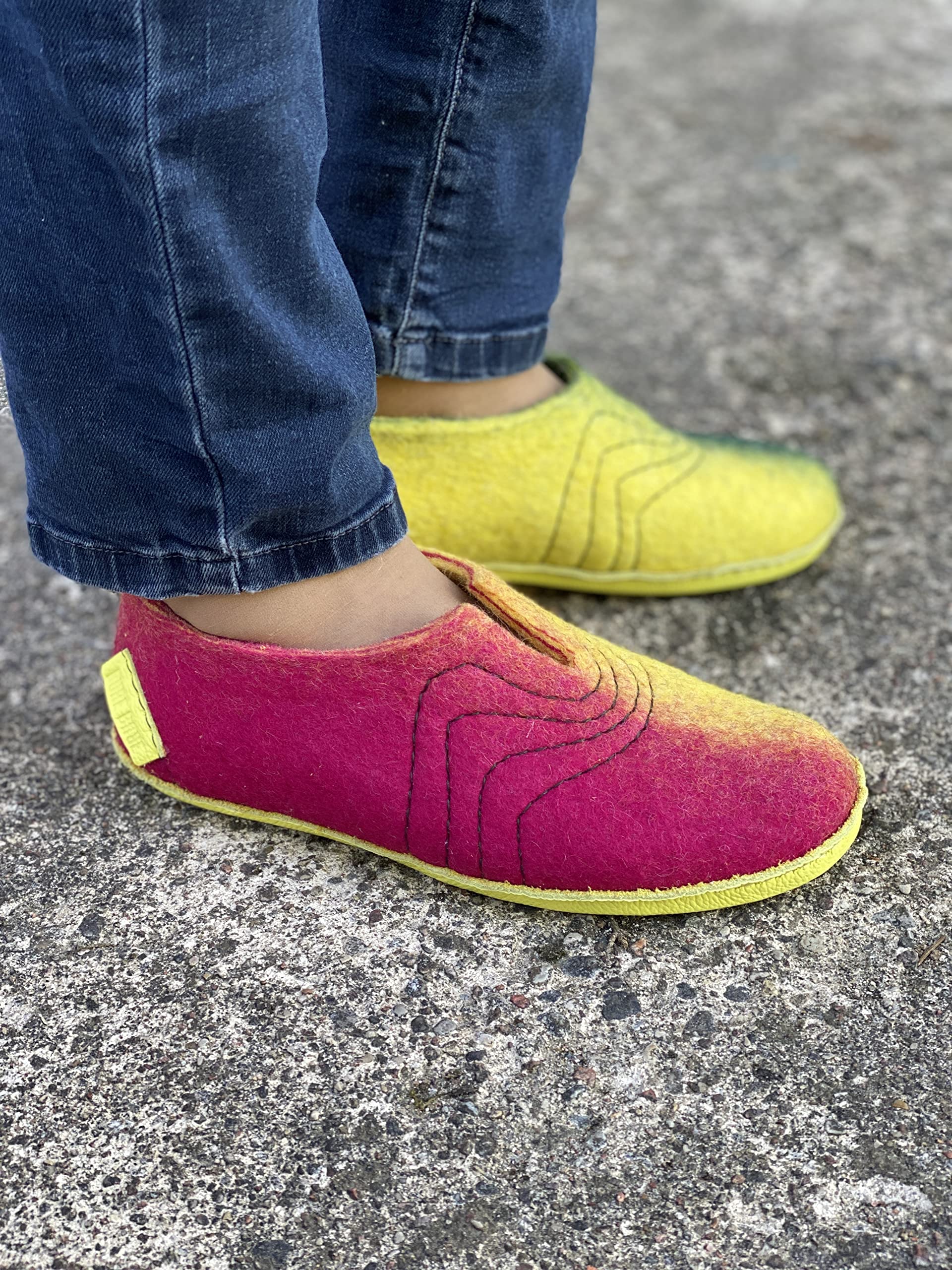 Women's Boiled Wool Slippers for High Instep - Cozy Indoor House Shoes for Winter Comfort & Relaxation at Home