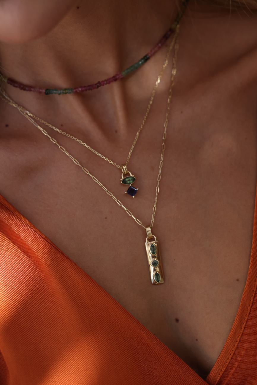 Coronet Apatite Gold Necklace - Elegant Blue Gemstone Jewelry for Women - Perfect for Weddings, Parties & Special Occasions