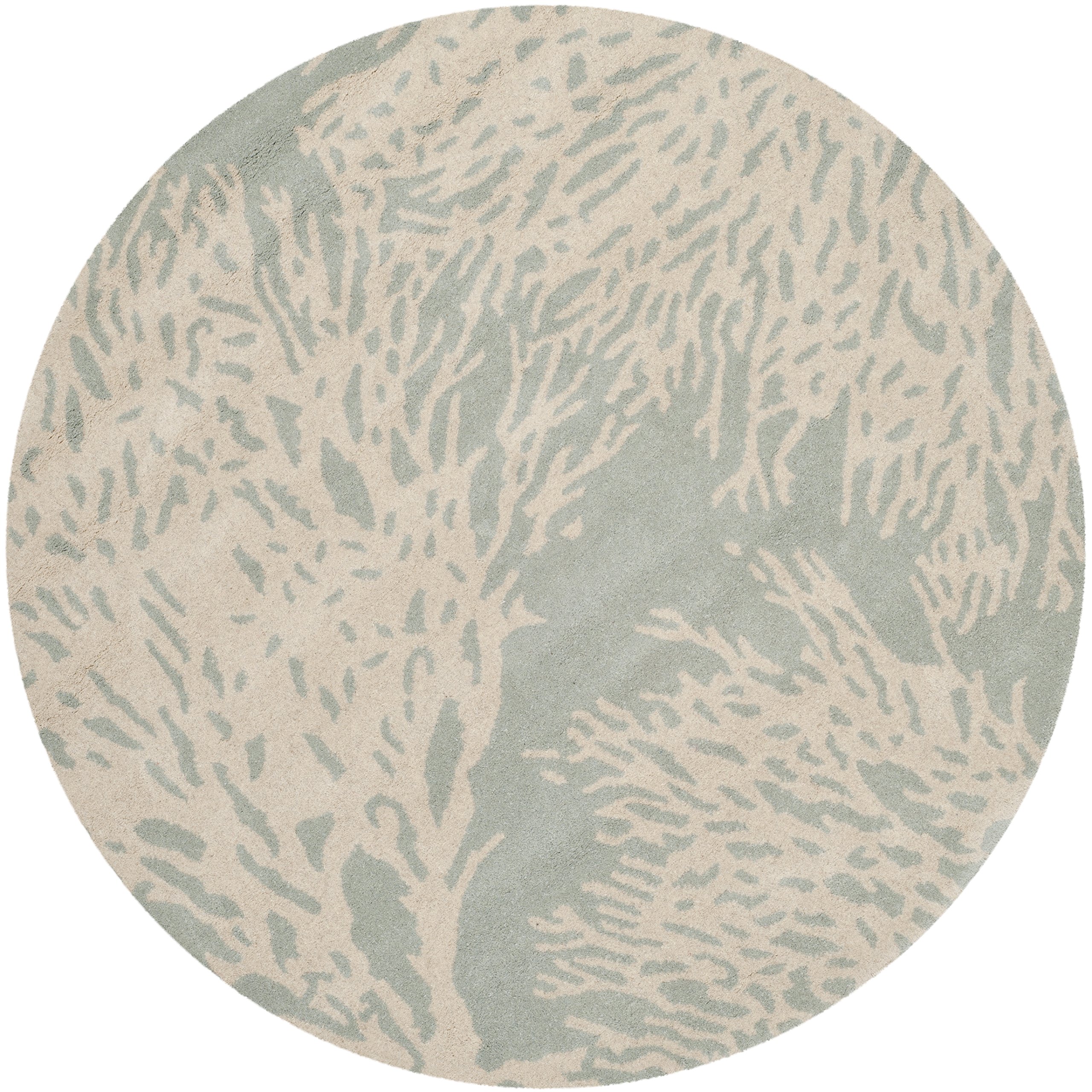 SAFAVIEH Bella Collection 7' Round Grey/Ivory BEL115D Handmade Premium Wool Area Rug - Soft Living Room Carpet for Bedroom, Dining Room & Office Decor