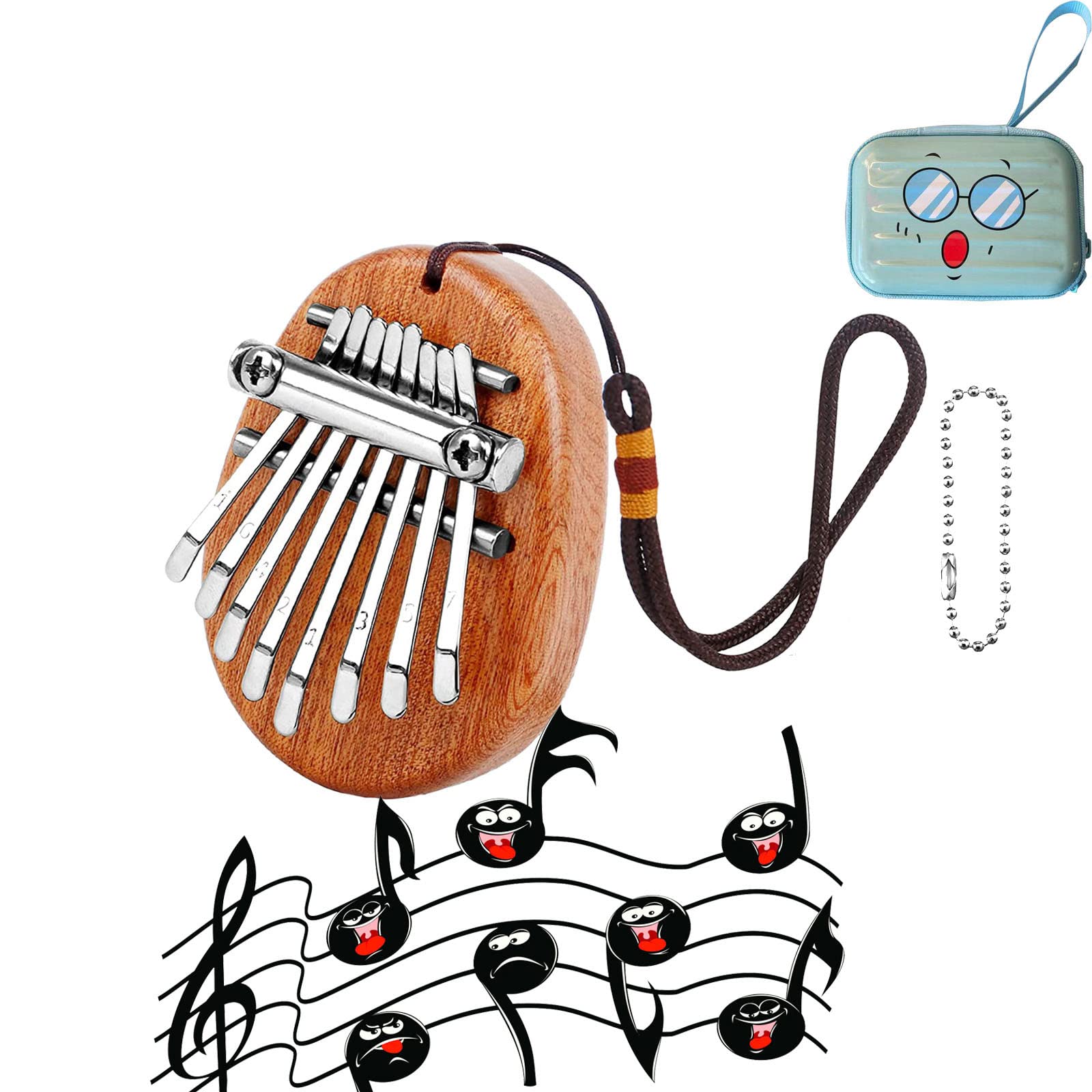 8-Key Mini Kalimba Thumb Piano - Portable Wooden Musical Instrument with Case for Kids & Adults | Home & Travel Use