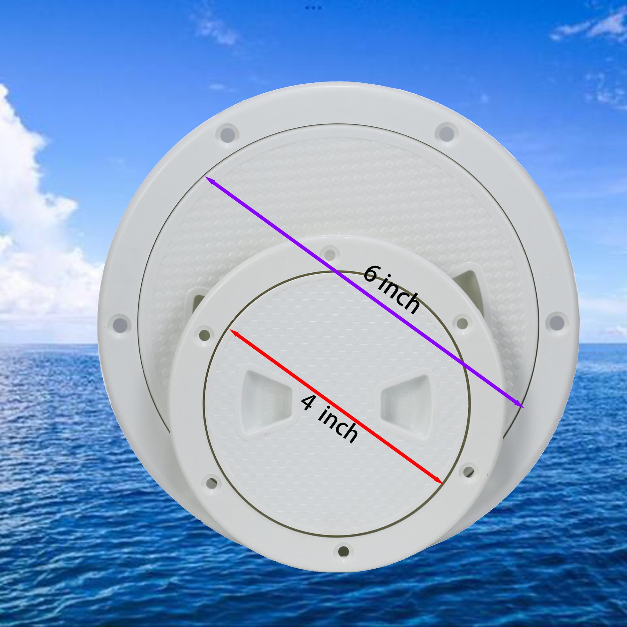 PLOOTA Marine Boat Round Deck Hatch Cover - Non-Slip Waterproof Inspection Plate Access for Kayak, Yacht, Sailboat - Detachable Water-Tight Lid with Screws Included - Perfect for Marine Maintenance & Storage Access