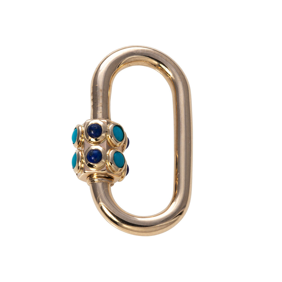 14K Gold Turquoise & Lapis Lock Necklace - Marla Aaron Medium Lock Pendant for Women - Perfect for Everyday Wear, Gifts & Special Occasions