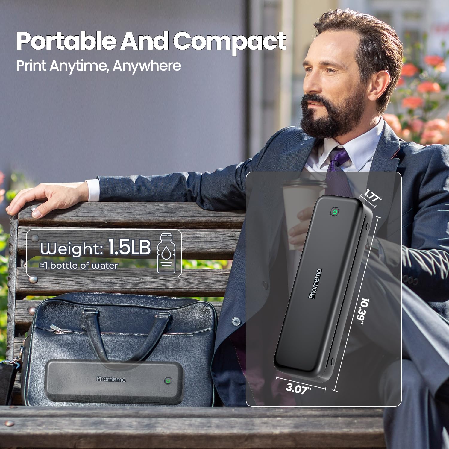 Phomemo M834 Bluetooth Thermal Printer - Wireless Portable Inkless Printer for Travel, Office & School, 8.5