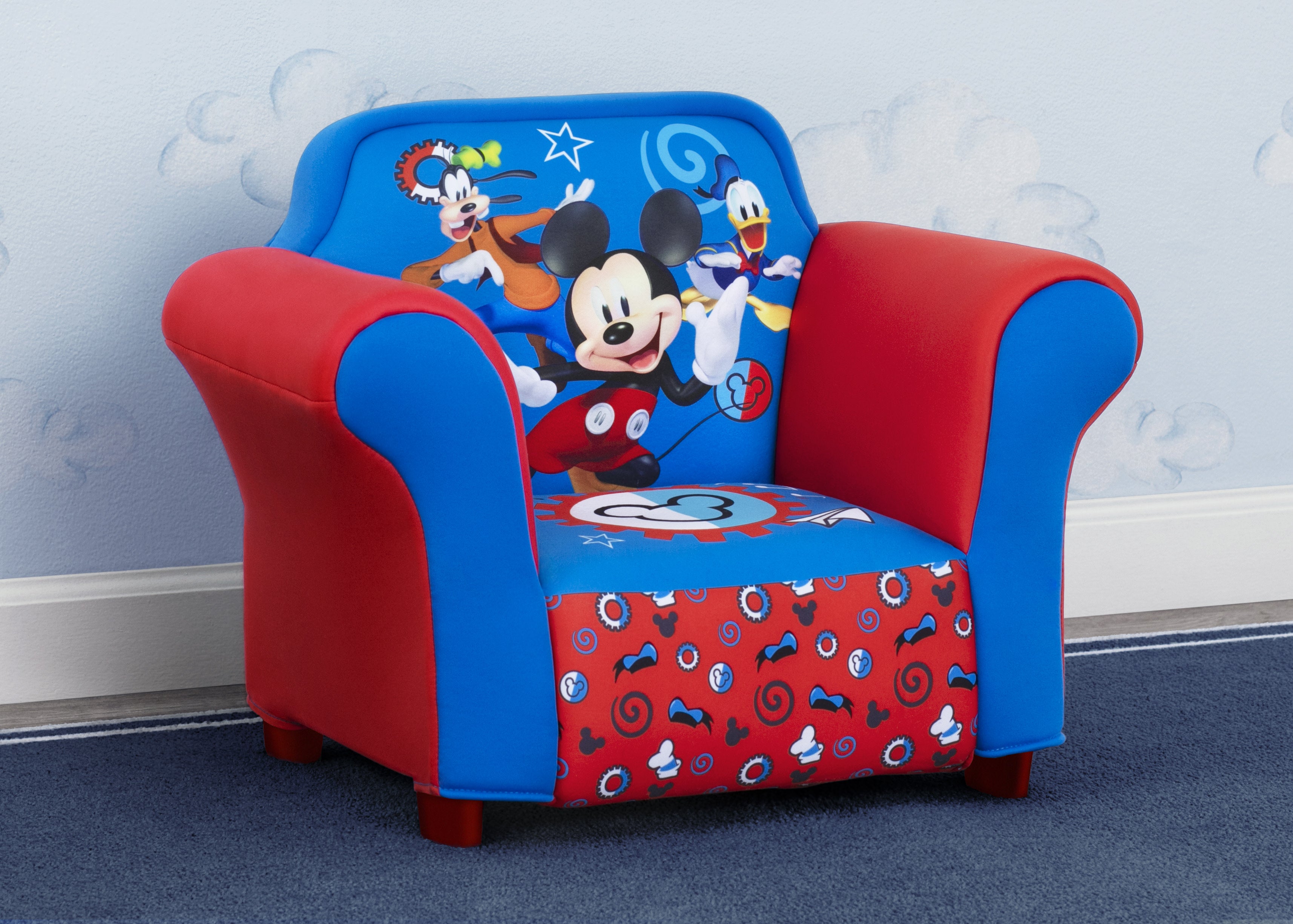 Disney Mickey Mouse Kids Upholstered Chair with Sturdy Plastic Frame - Perfect for Bedroom, Playroom & Reading Nook