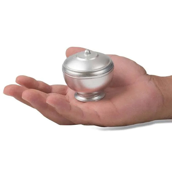 Eskoffie Tureen with Lid - Elegant Silver & White 1.5oz (45ml) Coffee Creamer for Home, Office & Restaurant Use