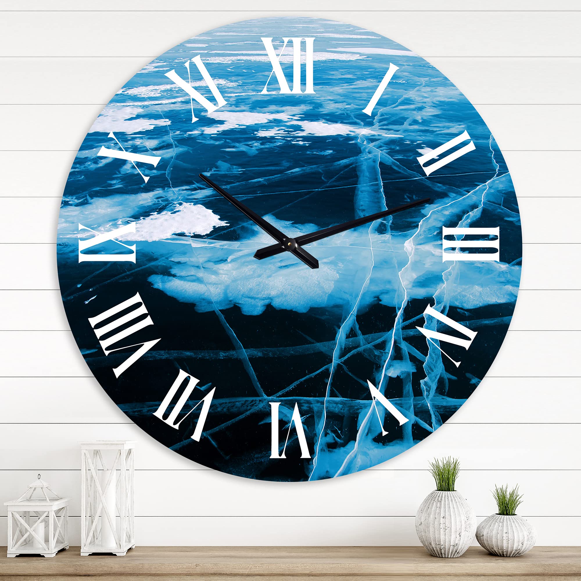 Blue and White Abstract Fractal Wall Clock - Modern Large Decorative Clock for Bedroom, Living Room & Office | Perfect for Home Decor, Gifts & Interior Design