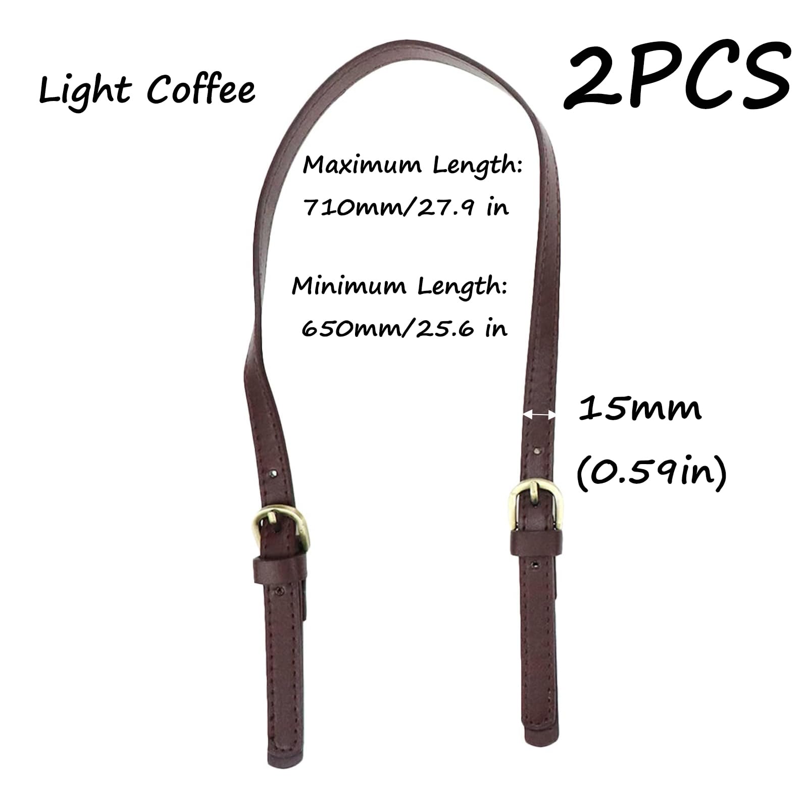 Premium PU Leather Replacement Purse Straps (2-Pack) - Adjustable 65cm to 71cm Light Coffee Handbag Straps - Durable Bag Handles for Women's Purses, Totes & Crossbody Bags - Perfect for Daily Use, Travel & Shopping