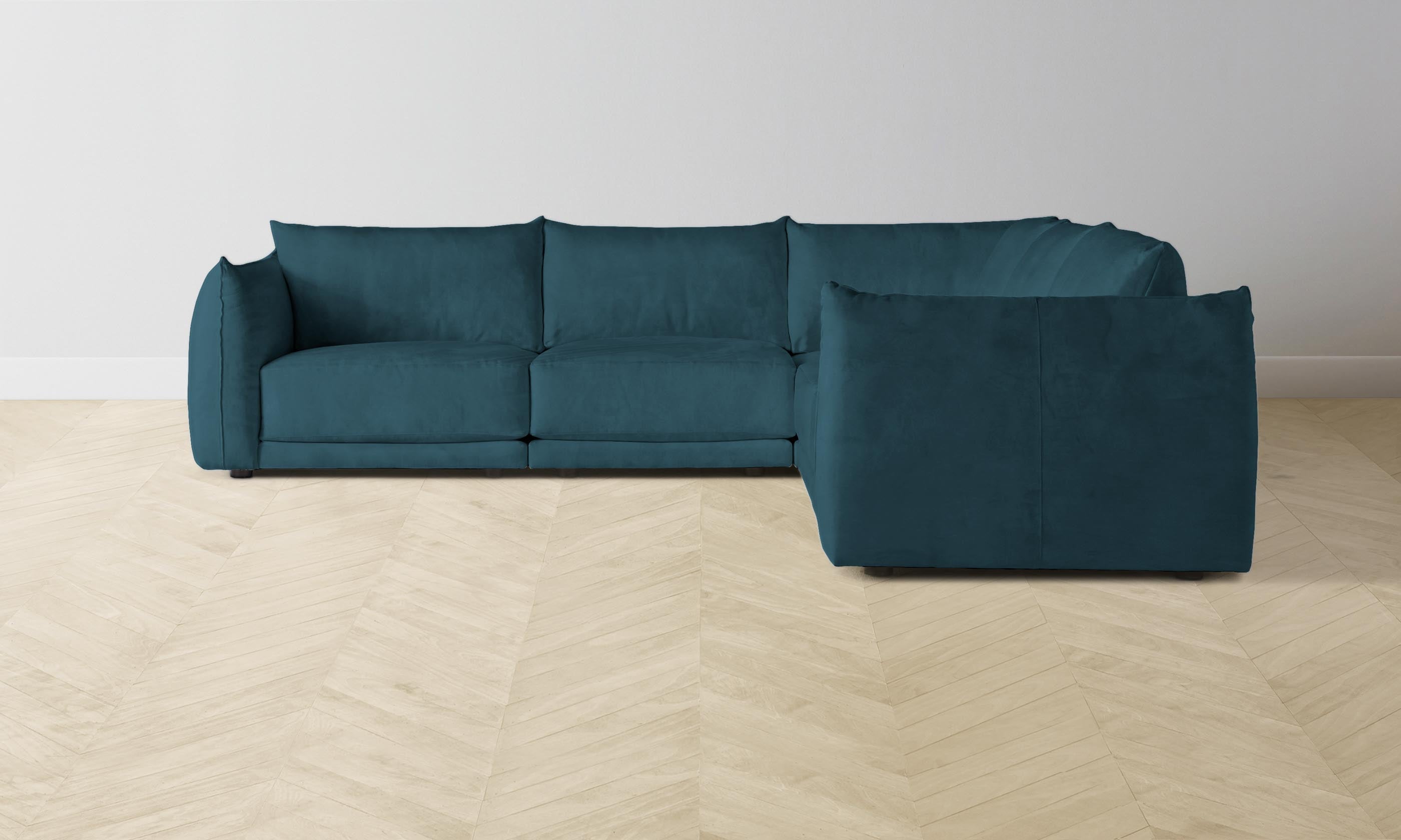The Jones Modular Sectional Sofa - Performance Velvet Lagoon Blue Fabric for Living Room, Lounge & Home Theater Comfortable Seating