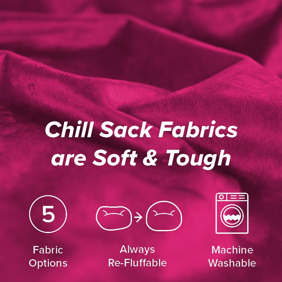 Chill Sack 5' Memory Foam Bean Bag Chair - Giant Oversized Sofa with Soft Microfiber Cover (Pink) - Perfect for Living Room, Bedroom, Game Room & Dorm Relaxation
