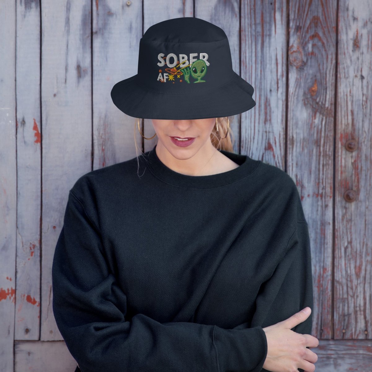 Sober AF Embroidered Bucket Hat - Funny Galaxy Design for Men & Women - Perfect for Festivals, Concerts & Outdoor Activities