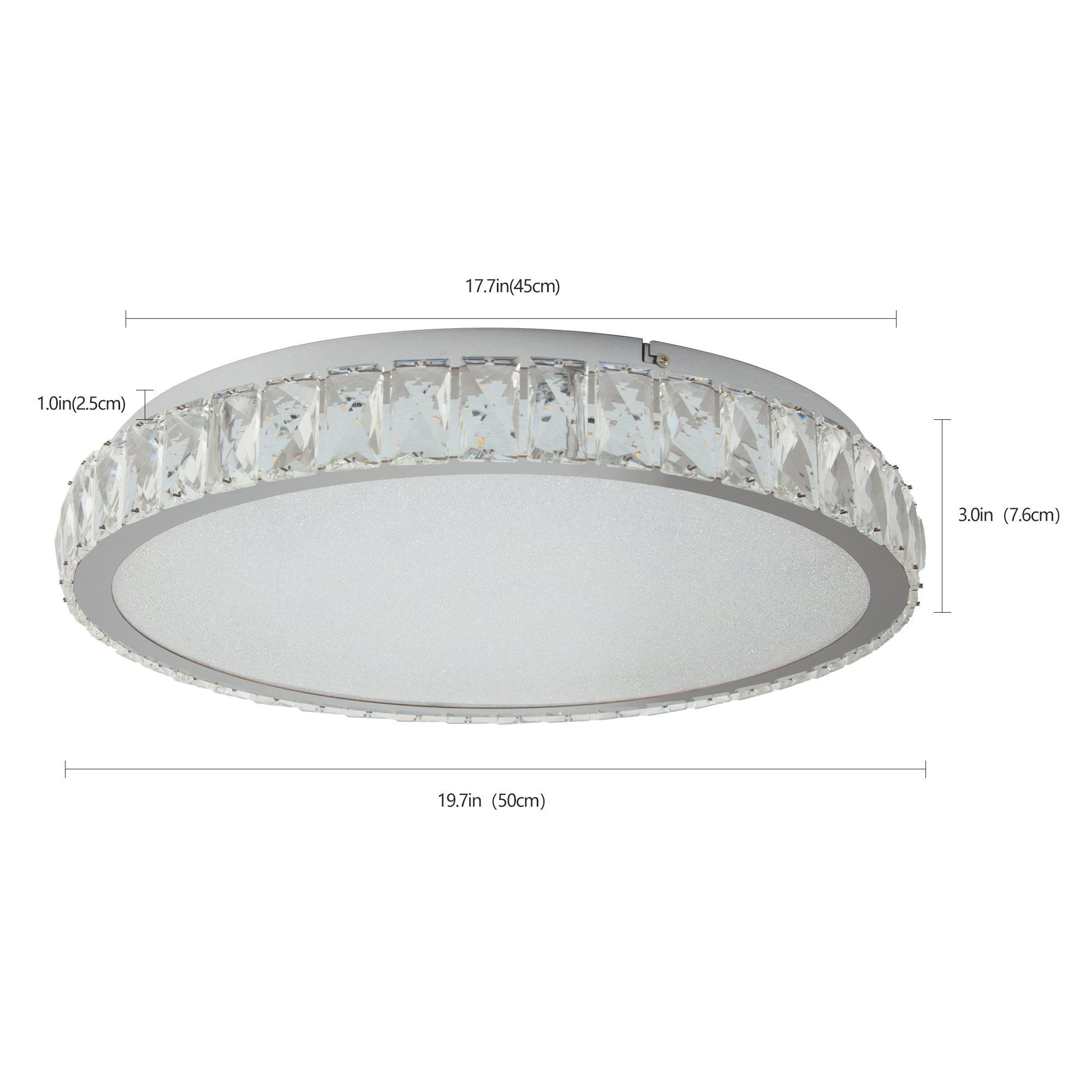 19.7 Inch Crystal LED Ceiling Light - 45W Dimmable Modern Flush Mount Fixture - Energy Saving LED Light for Living Room, Bedroom, Kitchen - Perfect for Home, Office & Restaurant Lighting