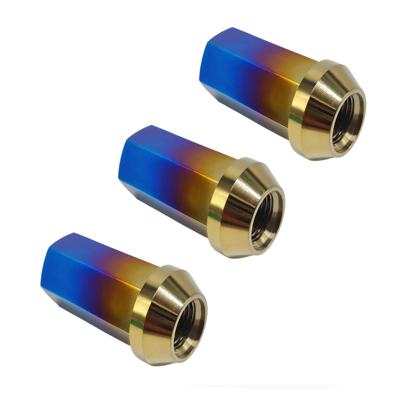Rison Titanium Open End Lug Nuts M12/M14 - Burnt Blue/Red/Original Finish - Ultra Lightweight Racing Lug Nuts (20 PCS/Set, M14x1.5, Burnt Blue) - Perfect for Car Racing, Automotive Upgrades & Performance Vehicles