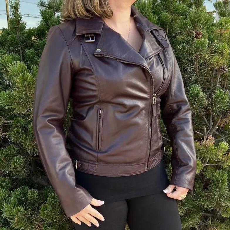 BOL Women's Genuine Leather Biker Jacket - Stylish Motorcycle Outerwear for Riding & Fashion | Perfect for Casual Wear, Night Out & Motorcycle Enthusiasts