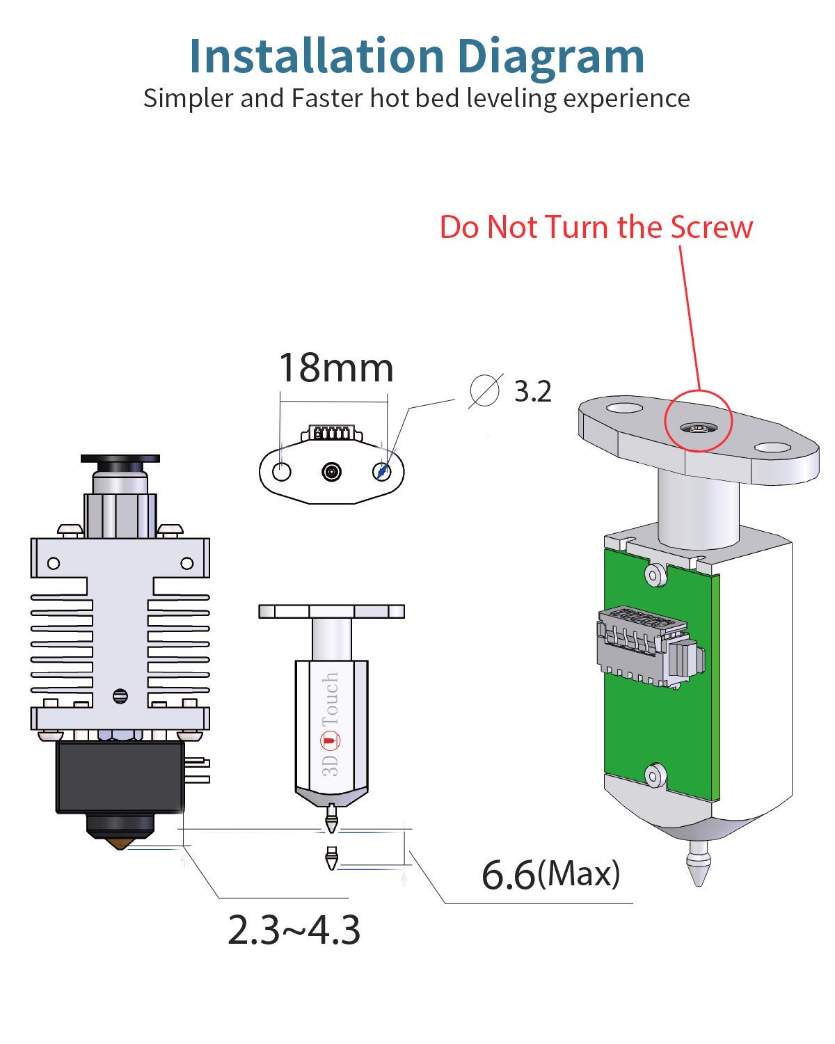 BL-Touch V3.2 Auto Leveling Sensor for Ender 3/5, CR-10 3D Printers - Precise Bed Leveling
