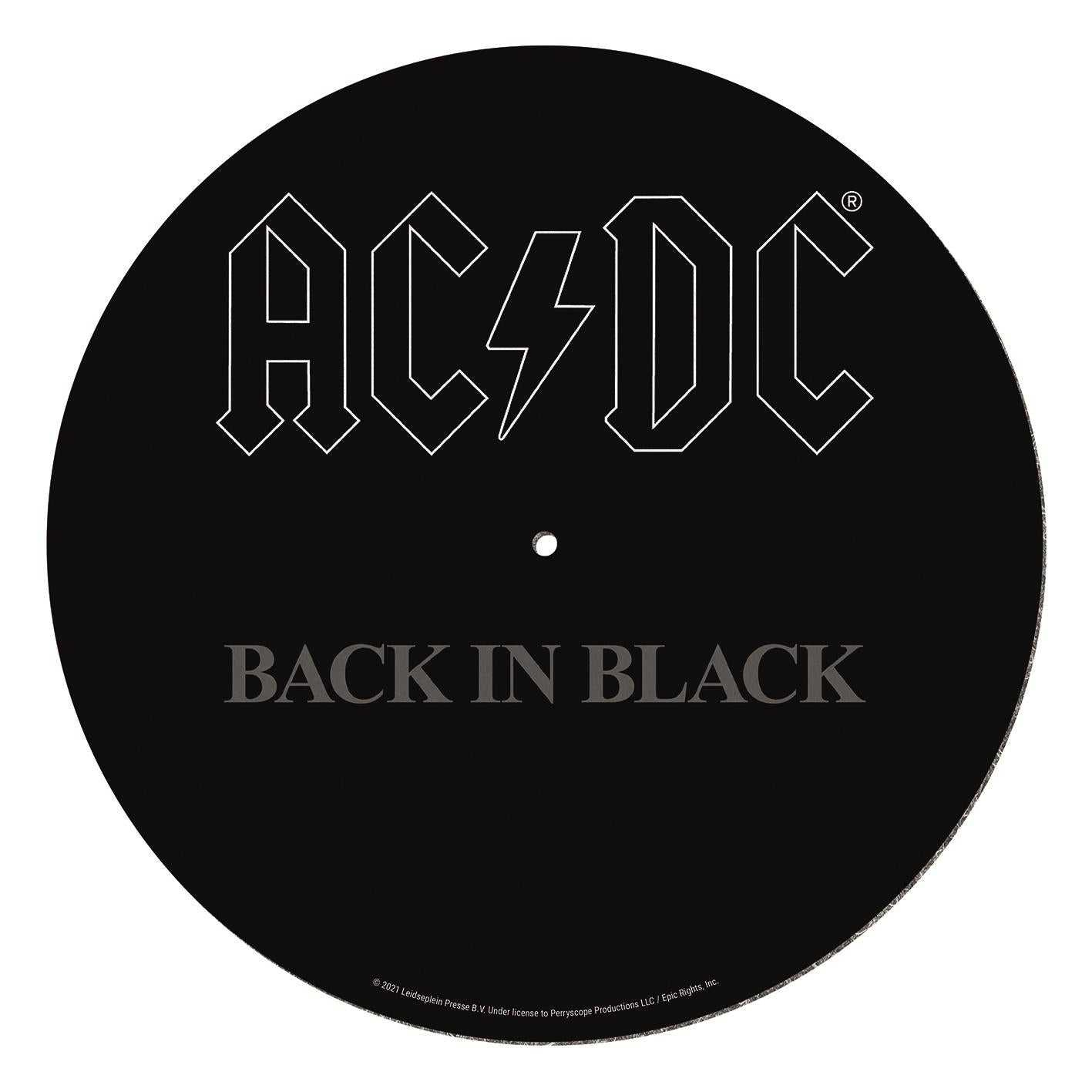 AC/DC Back In Black Vinyl Record Slipmat for Turntables - Classic Album LP Mat for DJs & Music Lovers - Perfect for Vinyl Record Players & Music Collections